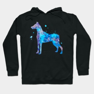 Blue Doberman Dog Watercolor Painting Hoodie